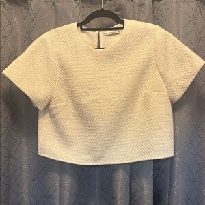 Abercrombie & Fitch Cream Textured Short-Sleeve Crop Top